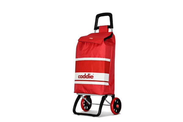 Chariot de course Caddie rouge blanc roues + – Image 3