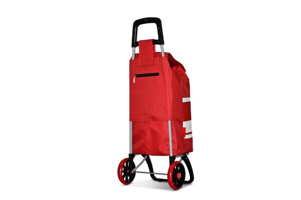 Chariot de course Caddie rouge blanc roues + – Image 6