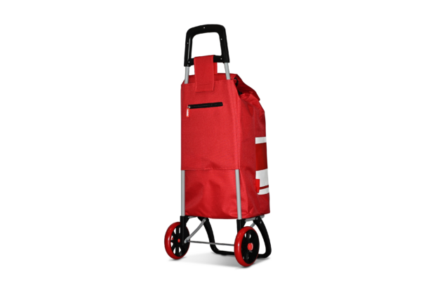 Chariot de course Caddie rouge blanc roues + – Image 7