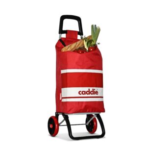 Chariot de course Caddie rouge blanc roues +