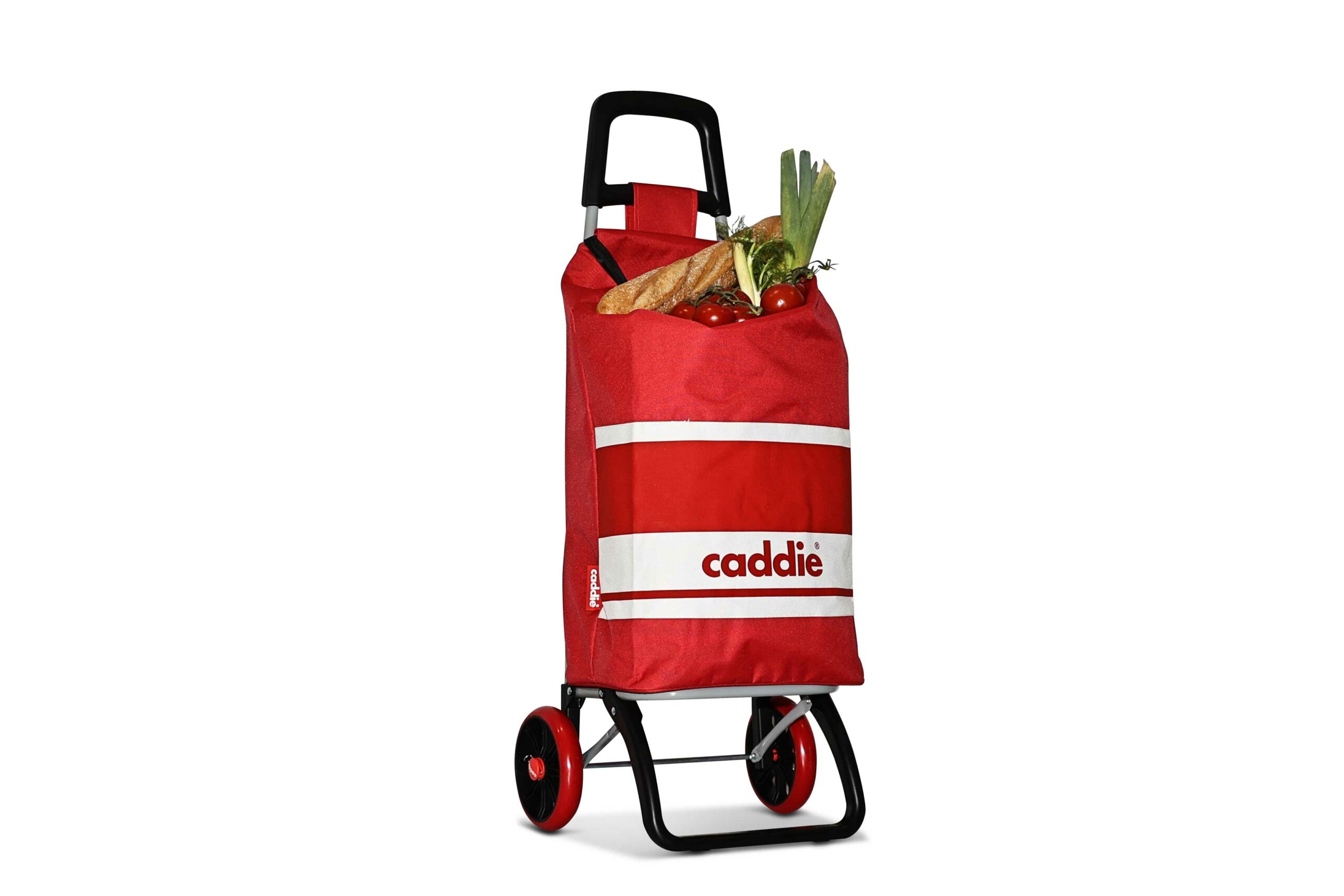 Chariot de course Caddie rouge blanc roues +