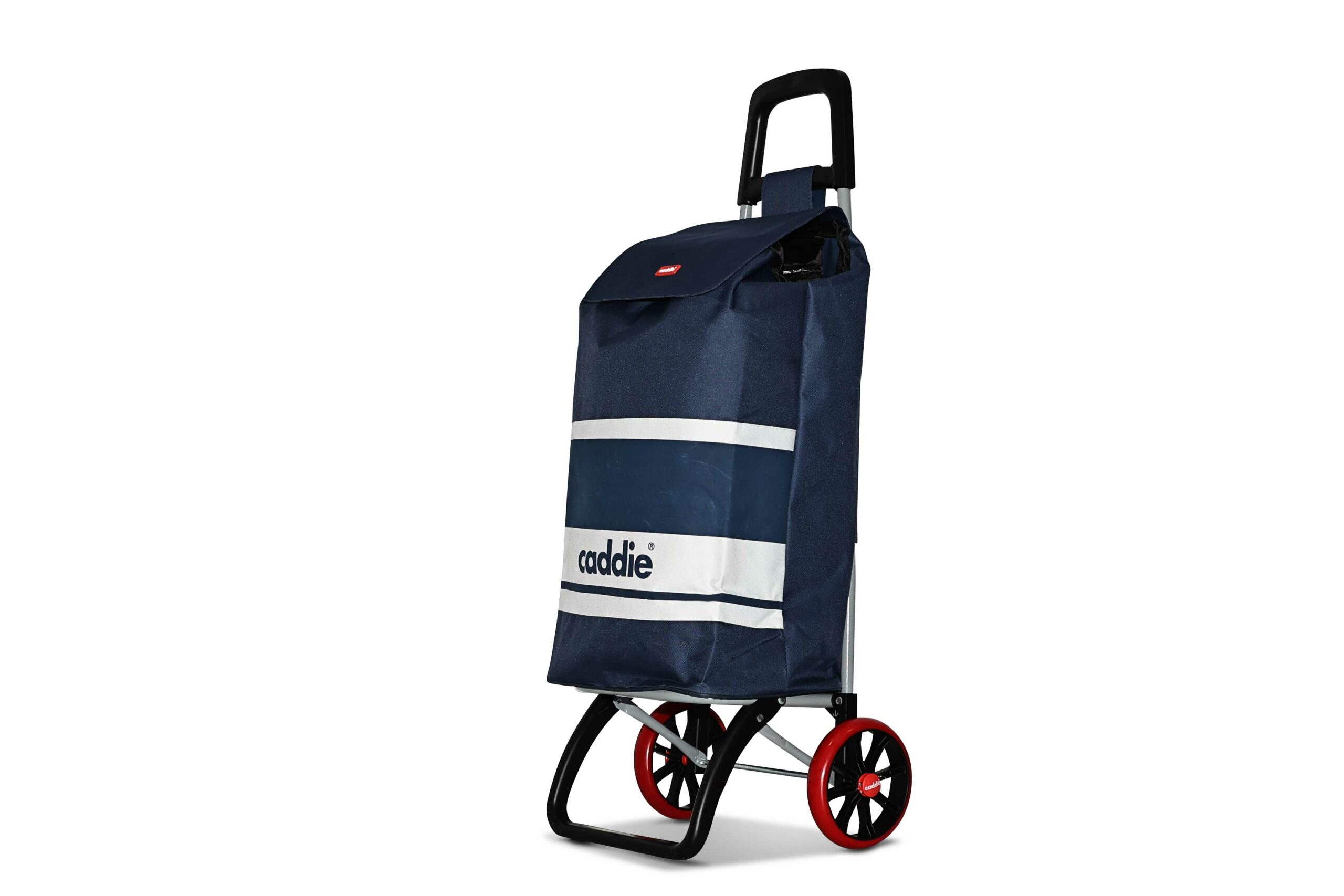 Chariot de course Caddie bleu blanc roues +