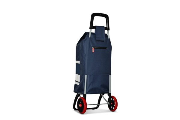 Chariot de course Caddie bleu blanc roues + – Image 2