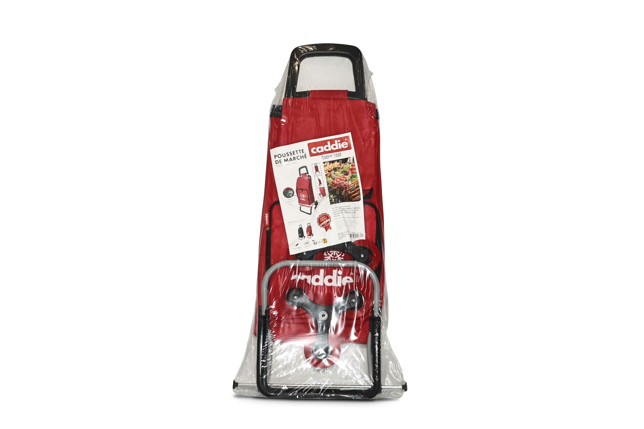 Chariot de course Caddie rouge roues +